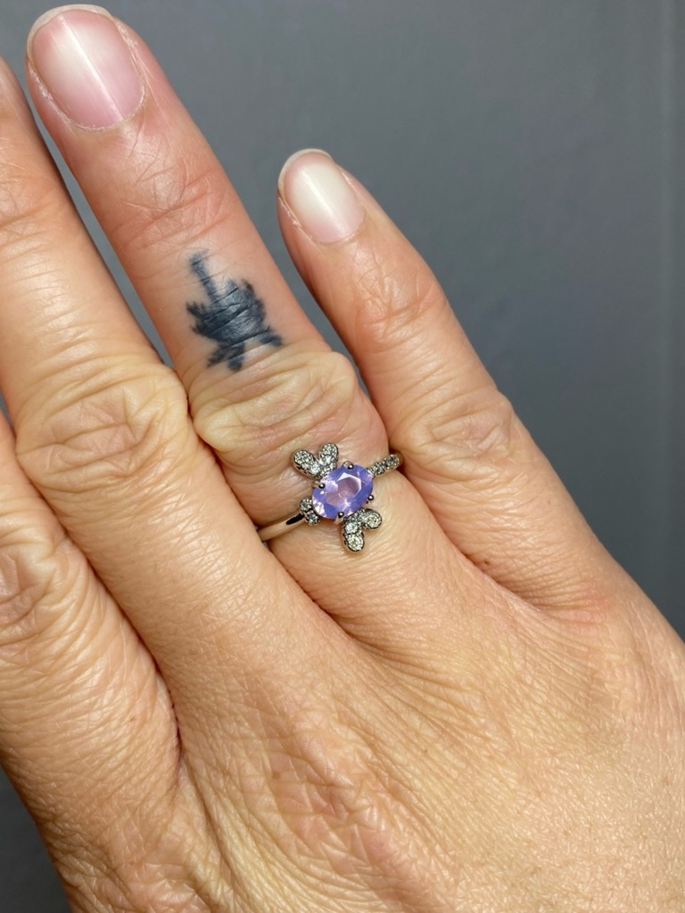 IOLITE DRAGONFLY ADJUSTABLE STAINLESS STEEL SILVER RING